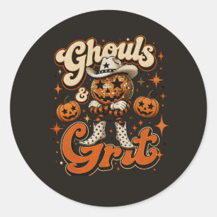 Ghouls & Grit Western Halloween Design Classic Round Sticker