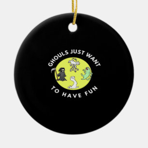 Ghouls Just  To Have Fun Funny Halloween Phrase Gh Ceramic Tree Decoration