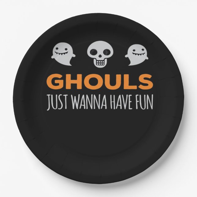 Ghouls Just Wanna Have Fun Autumn Aesthetic Paper Plate (Front)
