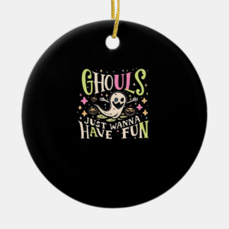 Ghouls Just Wanna Have Fun Creepy Design Ceramic Tree Decoration
