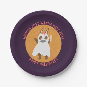 Ghouls Just Wanna Have Fun Cute Bunny Ghost Paper Plate