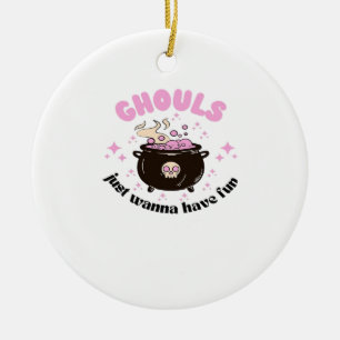 Ghouls Just Wanna Have Fun Cute Halloween Ceramic Tree Decoration