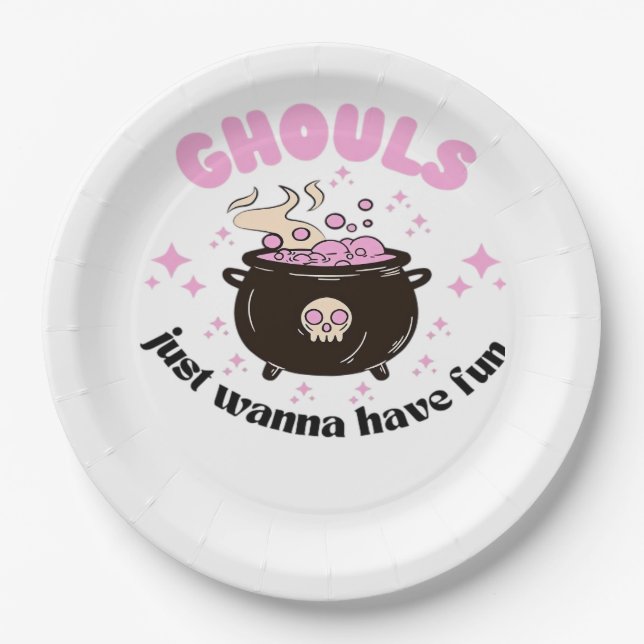 Ghouls Just Wanna Have Fun  Cute Halloween Paper Plate (Front)