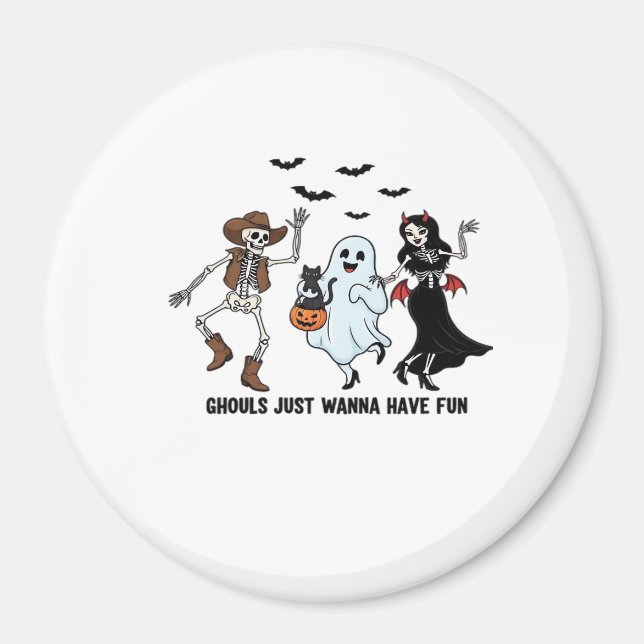 Ghouls Just Wanna Have Fun - Dancing Skeleton Spoo Magnet (Front)