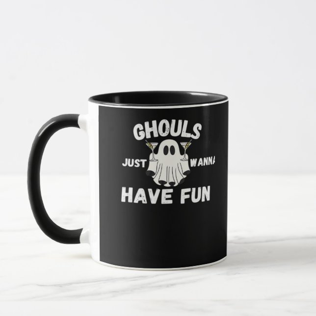 Ghouls Just Wanna Have Fun – Funny Halloween Cockt Mug (Left)