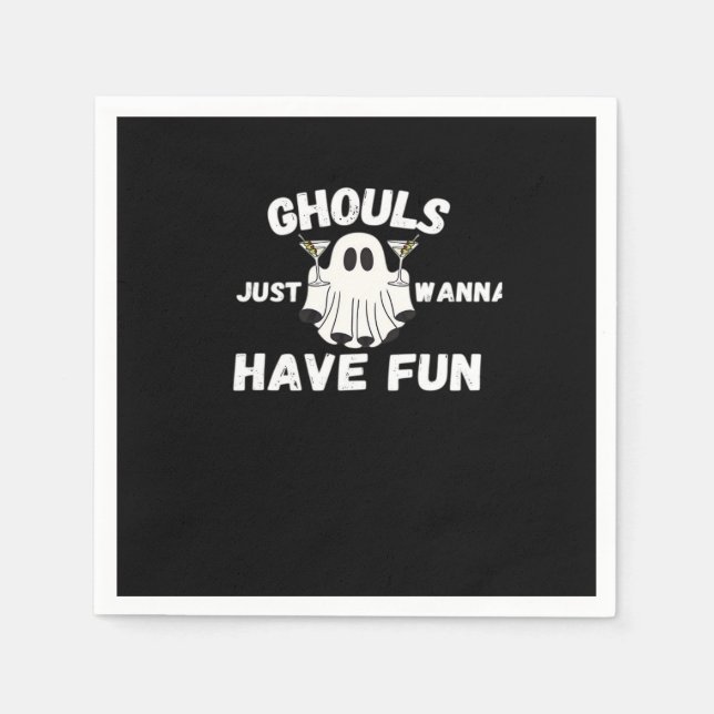Ghouls Just Wanna Have Fun – Funny Halloween Cockt Napkin (Front)
