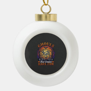Ghouls Just Wanna Have Fun Ghosts Cemetery Pumpkin Ceramic Ball Christmas Ornament
