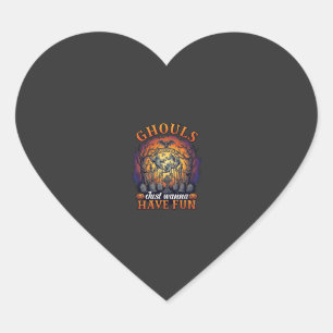 Ghouls Just Wanna Have Fun Ghosts Cemetery Pumpkin Heart Sticker