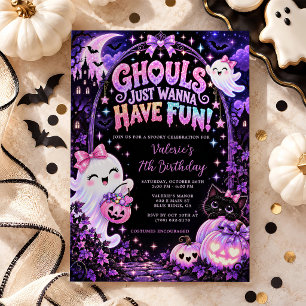 Ghouls Just Wanna Have Fun Girl Halloween Birthday Invitation