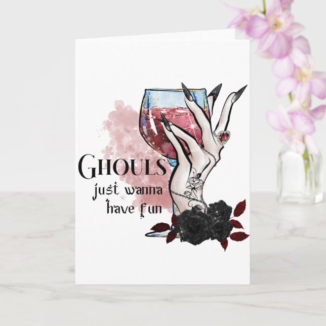 Ghouls Just Wanna Have Fun Halloween  Card (Orchid)