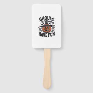 Ghouls Just Wanna Have Fun Halloween Pumpkin Ghost Hand Fan