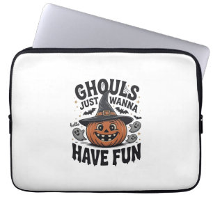 Ghouls Just Wanna Have Fun Halloween Pumpkin Ghost Laptop Sleeve