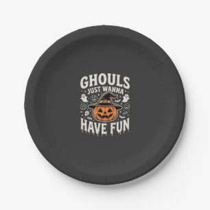 Ghouls Just Wanna Have Fun Halloween Pumpkin Paper Plate