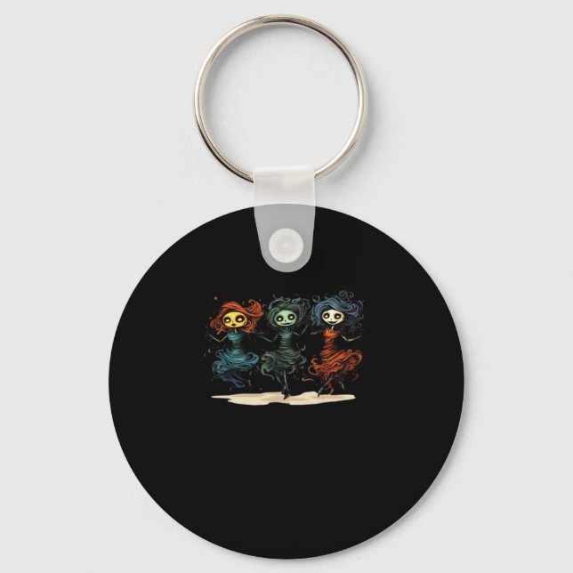 Ghouls Just Wanna Have Fun Halloween Style Key Ring (Front)
