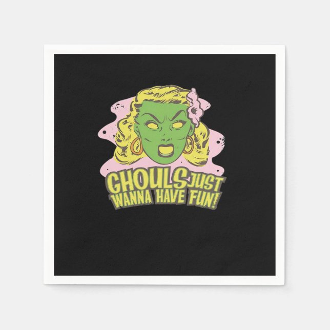Ghouls Just Wanna Have Fun Lazy Sloth Napkin (Front)