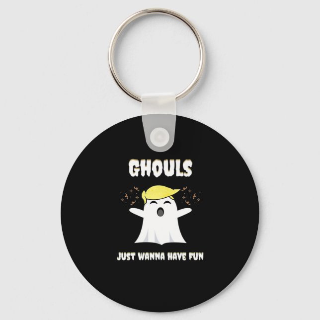 Ghouls Just Wanna Have Fun Retro Design Key Ring (Front)