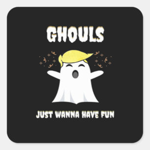 Ghouls Just Wanna Have Fun Retro Design Square Sticker