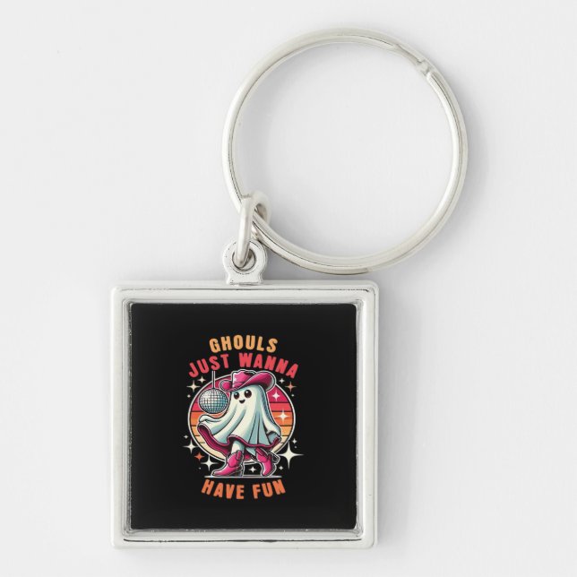 Ghouls Just Wanna Have Fun Retro Disco Key Ring (Front)