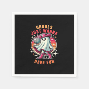 Ghouls Just Wanna Have Fun Retro Disco Napkin