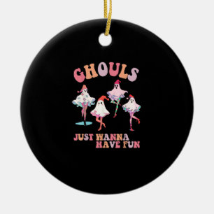 Ghouls Just Wanna Have Fun Retro Halloween Christm Ceramic Tree Decoration