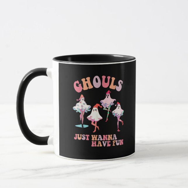 Ghouls Just Wanna Have Fun Retro Halloween Christm Mug (Left)