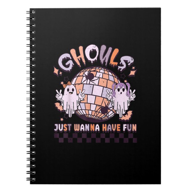 Ghouls Just Wanna Have Fun Retro Halloween Costume Notebook (Front)