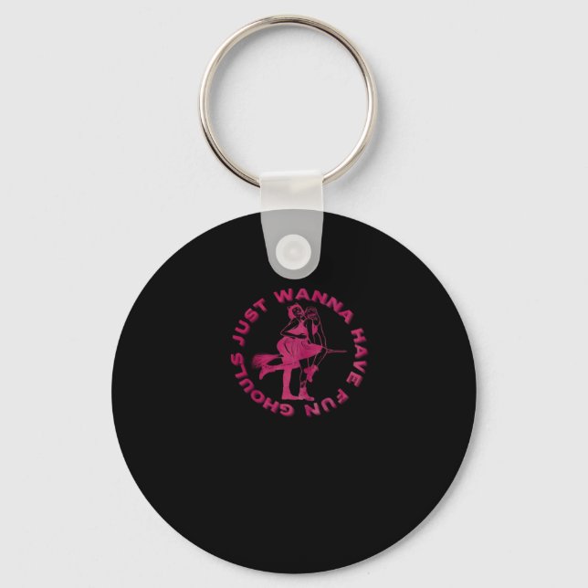 Ghouls Just Wanna Have Fun – Retro Spooky Design Key Ring (Front)