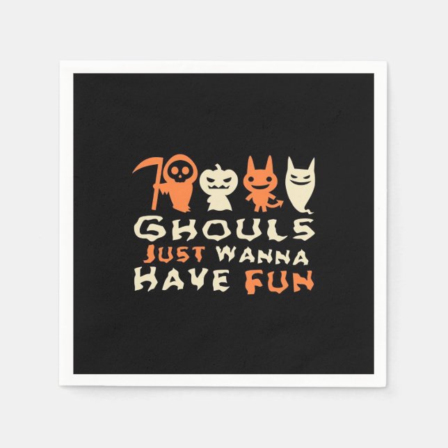 Ghouls Just Wanna Have Fun Sloth Halloween Napkin (Front)