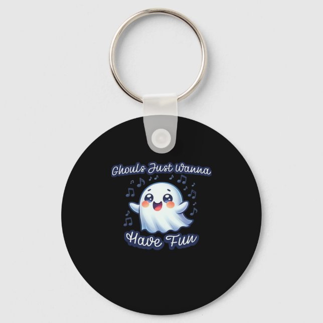Ghouls Just Wanna Have Fun Sloth & Slogan Key Ring (Front)