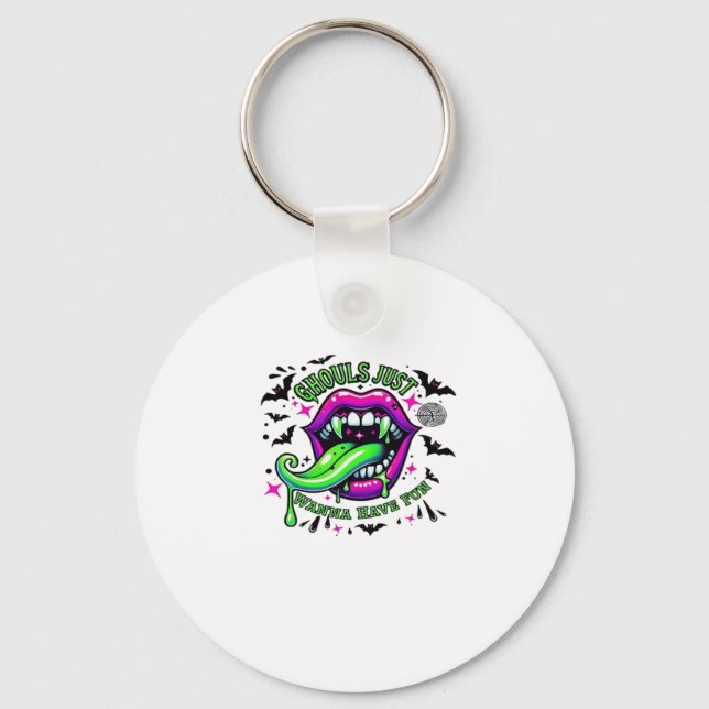 Ghouls Just Wanna Have Fun Sloth Vibe Key Ring (Front)