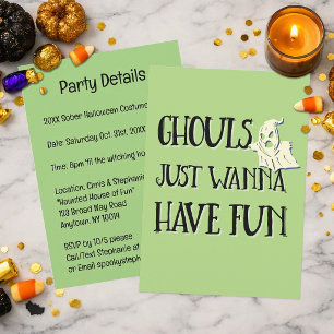 Ghouls Just Wanna Have Fun Sober Halloween Party Invitation