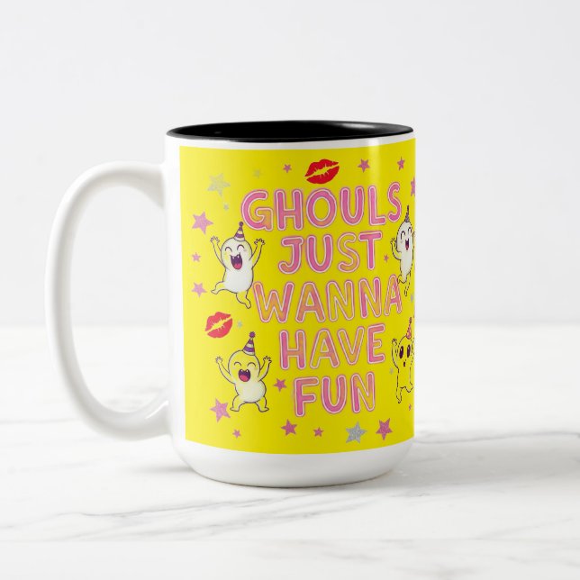 Ghouls Just Wanna Have Fun Tee Two-Tone Coffee Mug (Left)