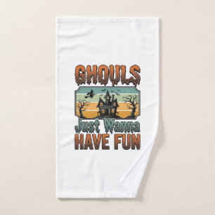 Ghouls Just Wanna Have Fun Vintage Halloween Hand Towel