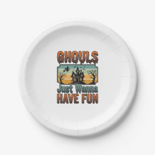 Ghouls Just Wanna Have Fun Vintage Halloween Paper Plate