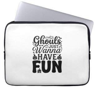 Ghouls Just Wanna Have Fun Vintage Halloween SVG_1 Laptop Sleeve