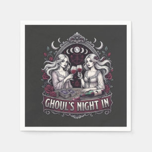 Ghoul's Night In Spooky Wine Tarot Halloween Party Napkin