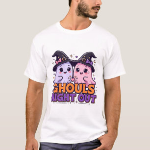 Ghouls Night Out Retro Halloween Typography Art T-Shirt