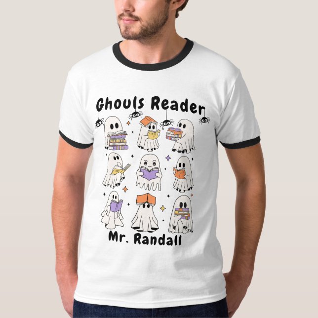 Ghouls Reader Books Teacher's T-Shirt (Front)
