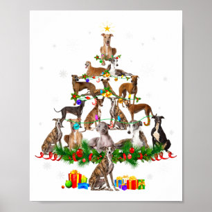 Ghound Christmas Tree Lights Funny Dog Xmas Gif  Poster