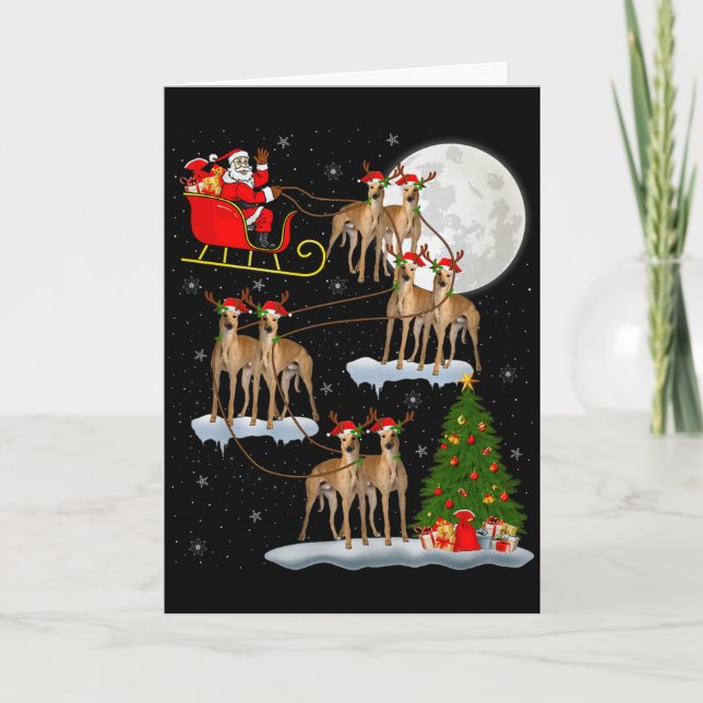 Ghound Dog Santa Sleigh Flying Funny Magical Chris Card (Front)