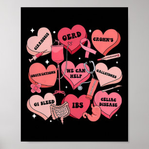 Gi Nurse Valentine Hearts Candy Gastroenterology E Poster