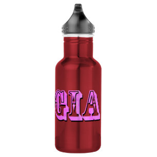 Gia, Pink Girls Name Logo, 532 Ml Water Bottle