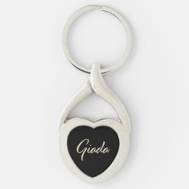 Giada white Handwriting key Key Ring (Front)