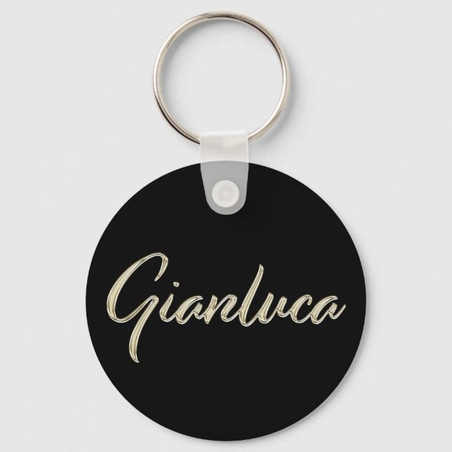 Gianluca Name whitegold Button Schlüsselanhänger Key Ring (Front)