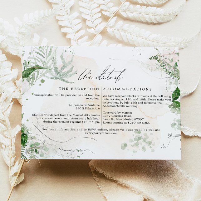 GIANNA Boho Etherial Greenery Wedding Details Card (Creator Uploaded)
