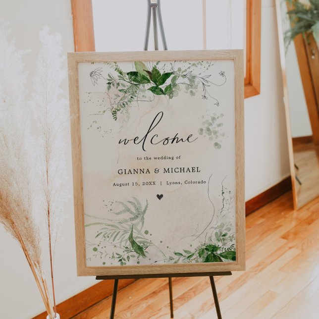 GIANNA Boho Etherial Greenery Wedding Welcome Poster (Creator Uploaded)
