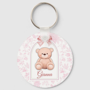 Gianna   Custom Pink Teddy Bear Nursery Design  Key Ring