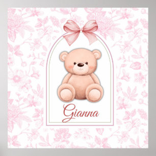 Gianna   Custom Pink Teddy Bear Nursery Design  Poster