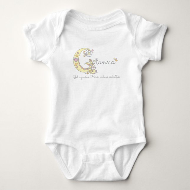 Gianna girls name and meaning personalised baby baby bodysuit (Front)