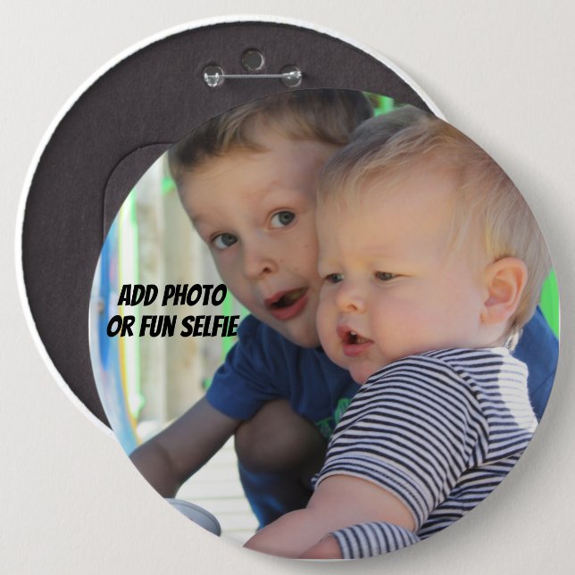 Giant 6 In. Photo Button Custom Picture Pin (Front & Back)